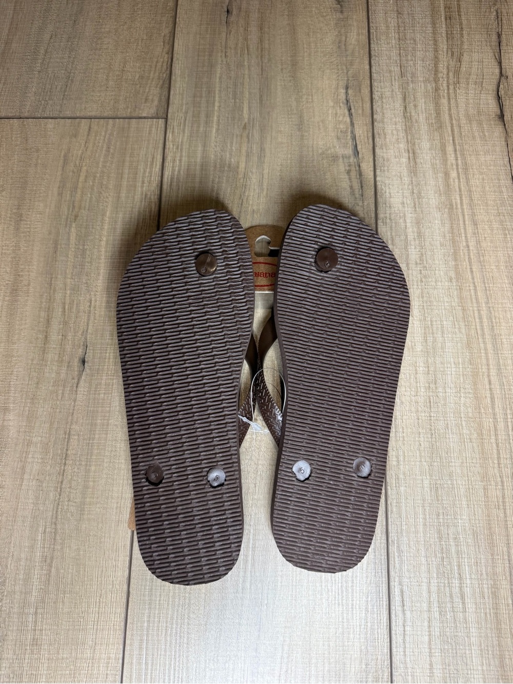 NWT Havaianas Top Stripes Brown Flip Flops Sandals USA 8 Brazil - Picture 2 of 3